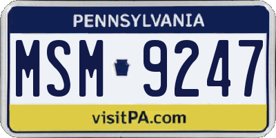 PA license plate MSM9247