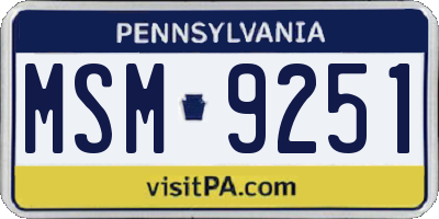 PA license plate MSM9251