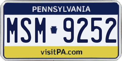 PA license plate MSM9252