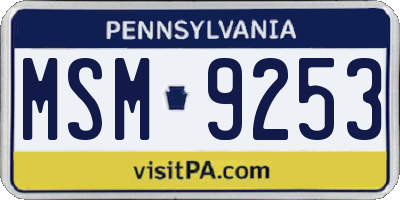 PA license plate MSM9253