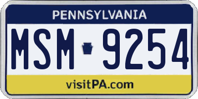 PA license plate MSM9254