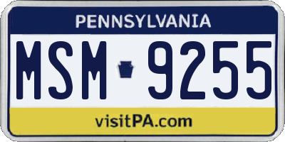 PA license plate MSM9255