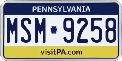 PA license plate MSM9258