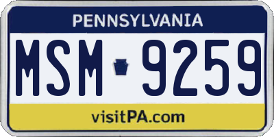 PA license plate MSM9259