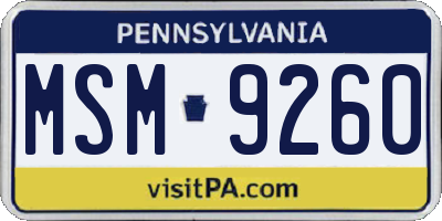 PA license plate MSM9260