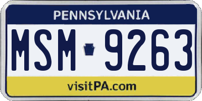 PA license plate MSM9263