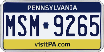 PA license plate MSM9265