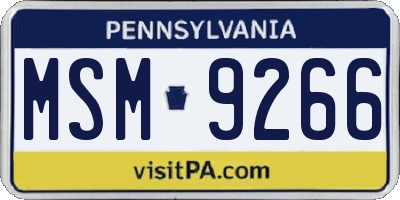 PA license plate MSM9266