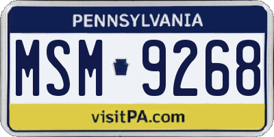 PA license plate MSM9268