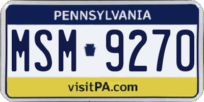 PA license plate MSM9270