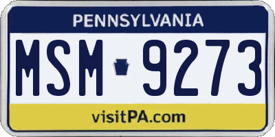PA license plate MSM9273