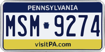 PA license plate MSM9274