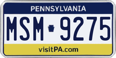 PA license plate MSM9275