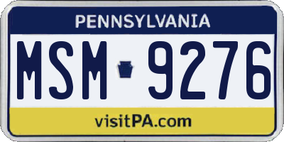PA license plate MSM9276