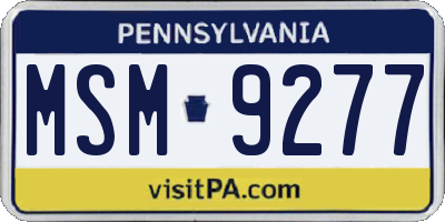 PA license plate MSM9277