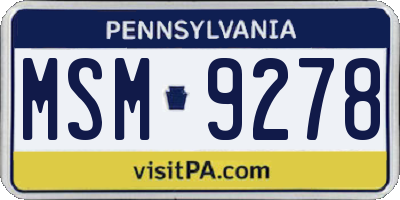 PA license plate MSM9278