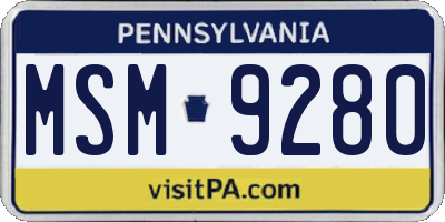 PA license plate MSM9280