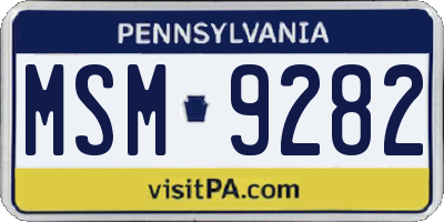 PA license plate MSM9282