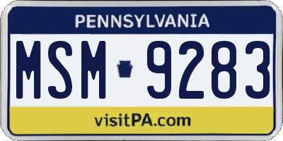 PA license plate MSM9283