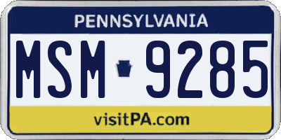 PA license plate MSM9285