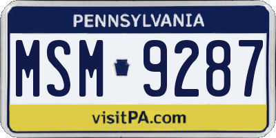 PA license plate MSM9287