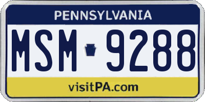 PA license plate MSM9288