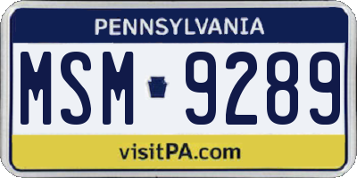 PA license plate MSM9289