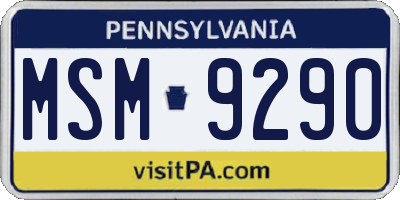 PA license plate MSM9290