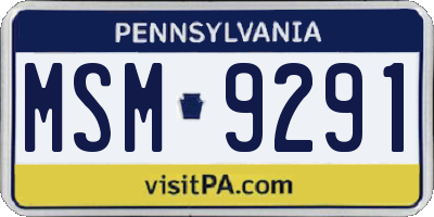 PA license plate MSM9291