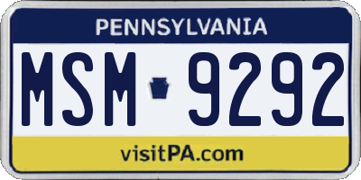 PA license plate MSM9292