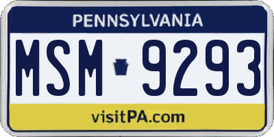 PA license plate MSM9293