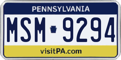 PA license plate MSM9294