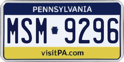 PA license plate MSM9296
