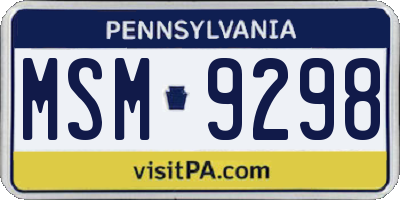 PA license plate MSM9298