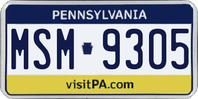 PA license plate MSM9305