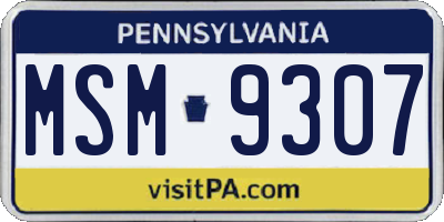 PA license plate MSM9307