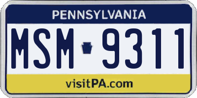 PA license plate MSM9311