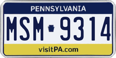 PA license plate MSM9314