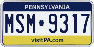 PA license plate MSM9317