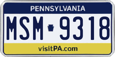 PA license plate MSM9318