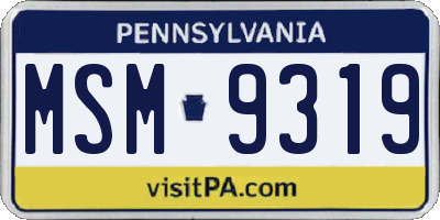 PA license plate MSM9319