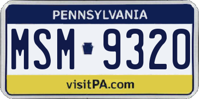 PA license plate MSM9320