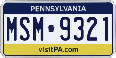 PA license plate MSM9321