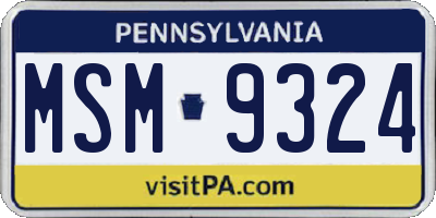 PA license plate MSM9324