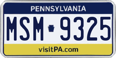 PA license plate MSM9325