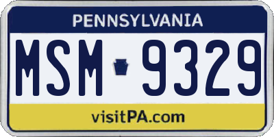 PA license plate MSM9329