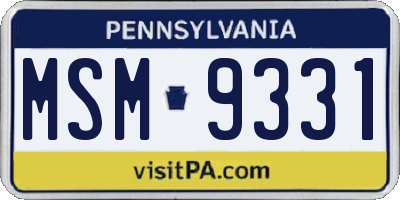 PA license plate MSM9331