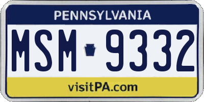 PA license plate MSM9332