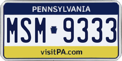 PA license plate MSM9333