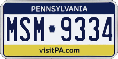 PA license plate MSM9334